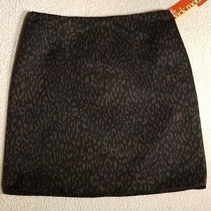 New Tahari Leopard Print Black Brown Skirt